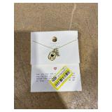 14k Gold Dipped Love Heart and Crystal Stars Tag Charm Necklace - Gold.