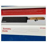 *NIB* RYORI Santoku Knife - wood handle w/ Plastic protective blade cover