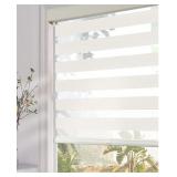 Persilux Cordless Zebra Blinds for Windows (35" W x 72" H, Beige) with Upgraded Cassette Light Filtering Dual Layers Thermal Insulated Sheer Roller Shades for Home and Office