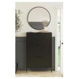 REALROOMS Shadwick 3 Door Locker Style Metal Shoe Storage Cabinet, Black