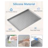 Gray Waterproof Under Sink Mat for 34" x 22" Cabinet Protector, Silicone Sink Mat for Kitchen and Bathroom, Easy to Clean Kitchen Cabinet Liner Under Sink Drip Tray for Leaks