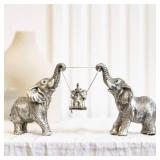 TOHLUCS Elephant Statue.Silver Elephant Decor for Women,Mom Gifts.Elephant Figurines Brings Good Luck.Decoration Ornaments for Living Room,Table Centerpiece, Shelf, Office Decor (Silver)