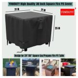 YOWDUTY Propane Fire Pit Cover Square 30 Inch, Waterproof Heavy Duty 600D Gas Fire Pit Table Cover 30 x 30 x 25 Inch, Fit 28-30 Inch Firepit Table, All-Weather Protection for Patio Fire Table