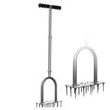 Walensee Lawn Aerator Spike Metal Manual Dethatching Soil Aerating Lawn with 15 Iron Spikes, Pre-Assembled Grass Aerator Tools for Yard, Lawn Aeration, Garden Tool, Revives Lawn Health, Patented