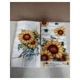 Seliem Sunflower Spring Summer Kitchen Dish Towels Set of 2, Bloom Floral Fall Autumn Hand Towels Drying Baking Cooking Cloth, Eucalyptus Leaves Seasonal Home Kitchen Decor 18x26 Inch