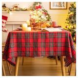 AQOTHES Red Green Plaid Tablecloth 60x120, Tartan Table Cloth Decorations, Winter Holiday Tablecloths for Rectangle Tables Parties Dining Farmhouse Kitchen Decor