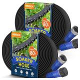 Winisok 100FT Thickened Flat Garden Soaker Hose - Heavy Duty Double Layer Drip Hose - Save 80% Water, Flexible Leakproof, Drip Watering Hose for Garden Beds and Lawns (50 FT x 2Pack)