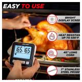 Professional Meat Thermometer for Oven - Large Display Digital Thermometer for Cooking Leave in Meat Temperature Probe - 7 Preset Temperatures & Timer