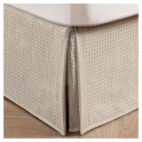 MIYE Pleated Waffle Weave Bed Skirt, Tailored Dust Ruffle 18 Inch Drop Easy Fit, Machine Washable,No Split Corners (Cream, King - 18" Drop)