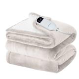 Bedsure Electric Blanket Full Size - Soft Flannel Heated Blanket with 6 Heat Settings, Heating Blanket with 10 Time Settings, 8 hrs Timer Auto Shut Off (72x84 inches, Cream)