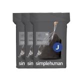 Simplehuman Code H 20 Count, Genuine Odorsorb Custom Fit Liners, Drawstring Odor Absorbing Trash Bags in Dispenser Packs, 30-45 Liter / 8-9 Gallon, 3 Packs