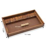 Juegoal Shut The Box Wooden Board Dice Game with 12 Numbers and Lid for Kids Adults Families, 2 Players and Up