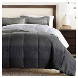 Noble Linens 3-Piece Gray Ombre Print Comforter Set Full/Queen