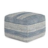 Simpli Home - Clay Square Pouf - Patterened Teal Melange