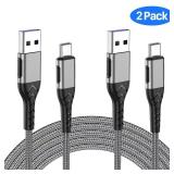 Durcord USB C Cable, Upgarded 2Pack 10ft Fast USB Type C Charging Cable for Android/Phone/Pad/Laptop, Type C Charger Braided USB Cable Compatible withi Phone 16/15/Pro/Plus/Max/Sam.Sung-Silver