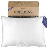 FluffCo Down Pillow with 600 Fill Power White Duck Down Stomach Sleeper Pillow | Hotel Pillow with 300 Thread Count | 100% Cotton Feather Pillows |Soft King Size Pillows 1Pack - Retail: $119