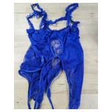 Women Sexy Lingerie Nightwear - One-Piece Bodysuit Blue 2XL