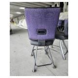 (4) Counter Height Black And Purple Cushioned Swivel Chairs