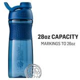 BlenderBottle SportMixer Shaker Bottle Perfect for Protein Shakes and Pre Workout, 28-Ounce, Navy