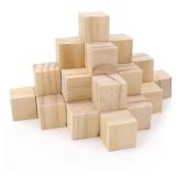 50Pcs Wooden Cubes 1inch Natural Wooden Blocks Unfinished Wood Blocks for Wood Crafts Blank Wood Square Blocks for Crafts and DIY Projects Puzzle Making