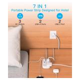 Cruise Ship Essentials, Travel Power Strip with USB C, Flat Plug Extension Cord with 3 Outlets 4 USB Ports(2 USB C), 5 ft Desk Wall Outlet Extender, Non Surge Protector for Cruise, Dorm Room, ETL