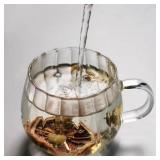 RYUHYF Mug Cup, Glass Cup,Coffee Cup,Tea Cup,Juice Cup, Petal Cup,350ml,Set of 1 Clear