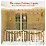 Twinkle Star Christmas Candy Cane Lights, 12 Pcs Christmas Pathway Markers with 72 Count Incandescent Warm White Fairy Lights for Outdoor Holiday Walkway Patio Garden Christmas Decorations