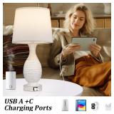 Seealle Touch Control Bedside Lamps with USB C+A,3-Way Dimmable Bedroom Lamps Set of 2,Farmhouse Table Lamps for Night Stands Living Room End Table - Retail: $79.98