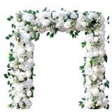 KAHAUL 2PC of Artificial White Floral Swag for Arch Garden Party, Table Centerpiece, Flower Arrangements, Wedding Reception Decorations, Wall Decor - Retail: $108.75