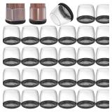 32PCS Round & Square Chair Leg Floor Protectors - Furniture Sliders for Hardwood Wood Floors - Narrow Felt Pads for Chair Feet in Barstool Kitchen Dining Room(Round-Black, Large)