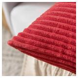 MIULEE Pack of 2 Corduroy Soft Soild Decorative Square Christmas Throw Pillow Covers Set Cushion Cases Pillowcases for Sofa Bedroom Car 18 x 18 Inch 45 x 45 Cm Red