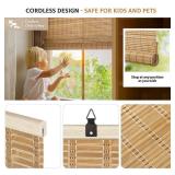 LazBlinds Cordless Bamboo Blinds, Bamboo Roll Up Shades for Windows, Light Filtering Hanging Window Blinds, Bamboo Shades for Patio Indoor/Outdoor Porch - Blinds Size: 22 1/5