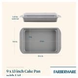 Farberware Nonstick Bakeware Baking Pan With Lid / Nonstick Cake Pan With Lid, Rectangle - 9 Inch x 13 Inch, Gray