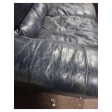 Blue Leather Loveseat