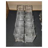 Lot of 10 Rectangular Glass Vases with Feet