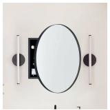 Surface Mount Black Round CircleBathroom Medicine Cabinet with Mirror Circlular Shaped Stainless Steel Metal Framed Medicine Cabinets Bathroom Cabinet with Mirror 24