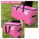 4 Pack Extra Large Moving Bags with Zippers & Carrying Handles, Heavy-Duty Storage Tote Moving Boxes for Moving, Storage, Camping and Travel 93L (Pink, 4 Pack)