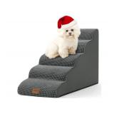 Dog Stairs for High Bed 22.6" H, Small Pet Steps with Leakproof Cover, High Density Foam Cat Ramp for Bed, Car or Couch, Lightweight, Durable, Comfort, 15.7x33x22.6 inch, 5 Tiers, Dark Grey