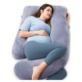 Pregnancy Pillows for Sleeping, U Shaped Full Body Maternity Pillow with Removable Cover - Support for Back, Legs, Belly, HIPS for Pregnant Women, 57 Inch Pregnancy Pillow for Women, Grey