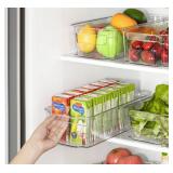 HOOJO Refrigerator Organizer Bins - 5pcs Clear Plastic Bins For Fridge, Freezer, Kitchen Cabinet, Pantry Organization, BPA Free Fridge Organizer, 12.5" Long, Clear