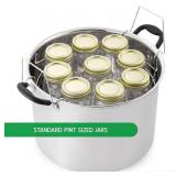 Water Bath Canner with Glass Lid, Induction Capable, 21.5Qt, Stainless Steel Model #638 *Retail $79