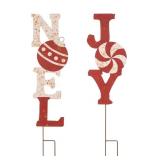 Glitzhome Set of 2 Metal JOY & NOEL Yard Sign with Stake, 36"H Christmas Decorative Wall Hanging Decoration for Garden Home Lawn Pathway Walkway *Retail $49