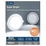 Amico 20 Pack 6 Inch 5CCT Ultra-Thin LED Recessed Ceiling Light with Junction Box, 2700K/3000K/4000K/5000K/6000K Selectable, 12W Eqv 110W, Dimmable Can-Killer Downlight, 1000LM High Brightness *Retail