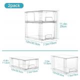 Vtopmart 4 Pack Clear Stackable Storage Drawers,Easy to Assemble Bathroom Organizers and Storage with handles,Plastic storage drawers for Kitchen Pantry,Cabinet,Under Sink Organization