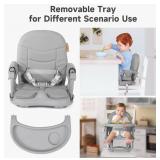 YOLEO High Chair for Toddlers Folding Compact Portable Booster Seat Babies/Kids Chair on Chair for Dining Table Camping (Grey)