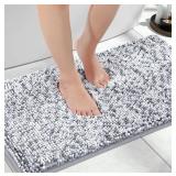 Yimobra Bath Mats for Bathroom Non Slip, 32x20, Extra Soft Chenille Bathroom Rugs, Fluffy Plush Luxury Shower Mat Outside, Water Absorbent, Machine Washable, Sink and Tub, Light Gray & Dark Gray