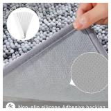 Yimobra Bath Mats for Bathroom Non Slip, 32x20, Extra Soft Chenille Bathroom Rugs, Fluffy Plush Luxury Shower Mat Outside, Water Absorbent, Machine Washable, Sink and Tub, Light Gray & Dark Gray