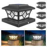 VOLISUN Solar Post Cap Lights Outdoor, Solar Powered Fence Post Cap Lights for 4x4 Vinyl/Wood Post, Black Waterproof Solar Deck Post Lights 4Pack Cool/Warm for Garden Patio Porch... Retail $42.06