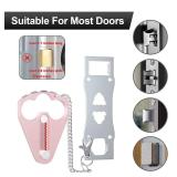 Portable Door Lock for Hotel Door Safety- Metal Hotel Door Locks for Travelers Security-Travel Door Lock Latches & Bolts for Additional Safety Prevent Unauthorized Entry,Pink Retail $14.98