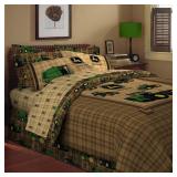 John Deere Bedding Traditional Tractor and Plaid Collection Bed Skirt, Twin